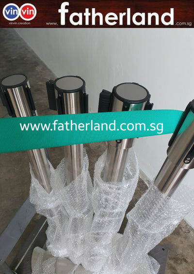 Stackable Stainless Steel Queue Pole with Green Belt ( vinvin 2023 series )