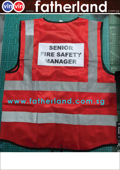 Senior Fire Safety Manager Safety Reflective Vest  (with POCKET ) with logo Prinitng ( CUSTOM MADE ) HG SMOOTH SERIES (Copy)