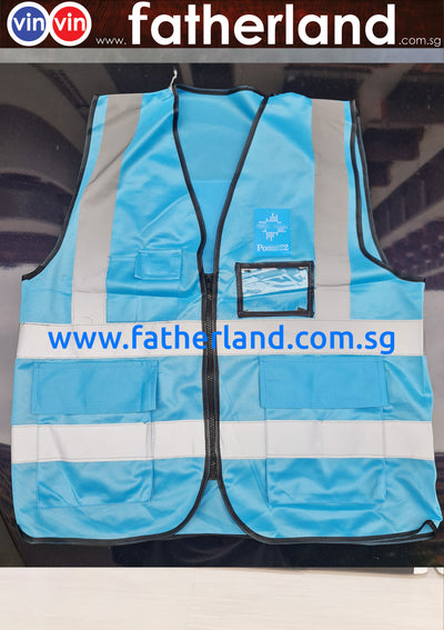 SAFETY REFLECTIVE VEST with background logo Prinitng ( CUSTOM MADE ) HG SMOOTH SERIES ( Orange Yellowish Colour )