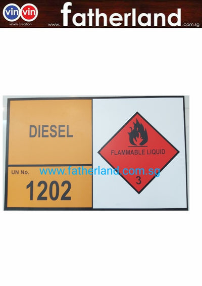 Diesel flammable liquid no 3 Aluminium Signage
