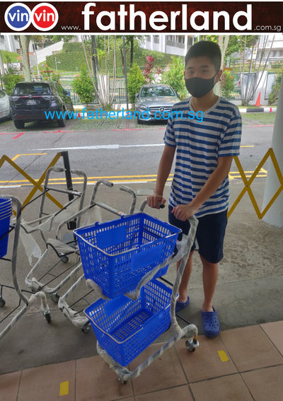 SUPERMARKET 2 Layers shopping trolley with basket