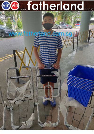 SUPERMARKET 2 Layers shopping trolley with basket