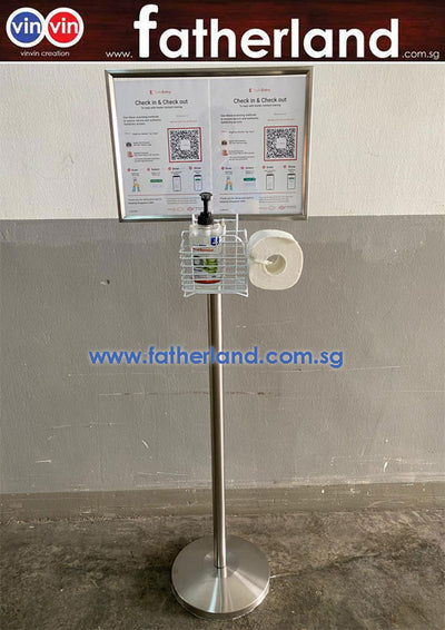 VIN A3 Stainless Steel Portable Sign Stand with Hand Sanitizer Holder (Landscape)