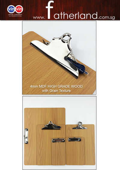 MDF A4 Wooden File with Stainless Clip .