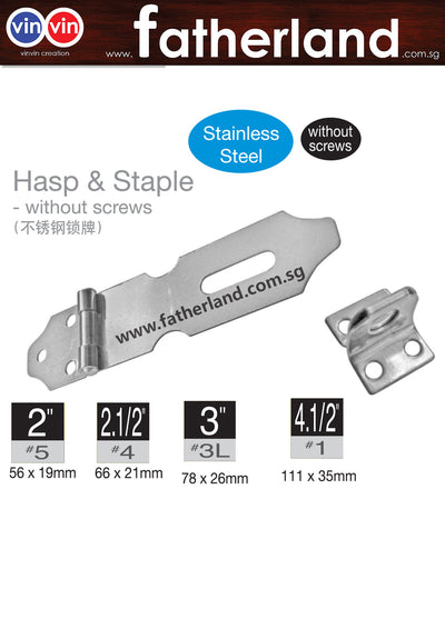 STAINLESS STEEL HASP & STAPLE LATCH FOR PADLOCK
