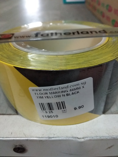 FLOOR MARKING 48MM X 33M YELLOW N BLACK