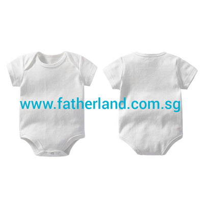Newborn Baby Solid Color Bodysuit Cotton Short Sleeve White Plain Romper 3-24M with printed logo