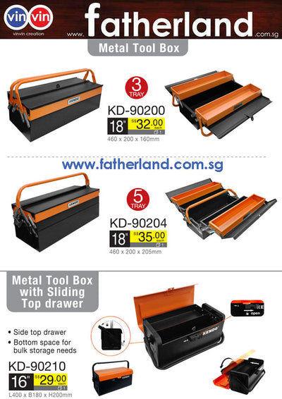 KENDO METAL TOOL BOX 3 TRAY