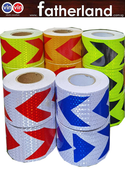 Reflective Green Tape Sticker with Black Arrow 100mm x 1M