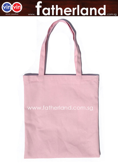 Canvas cotton tote shopping shoulder bag  ( Pink )