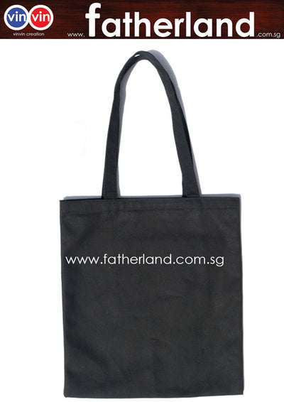 Canvas cotton tote shopping shoulder bag  ( Black )