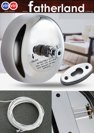 Stainless Steel Clothes Hanger with 2.8m Retractable Nylon Rope