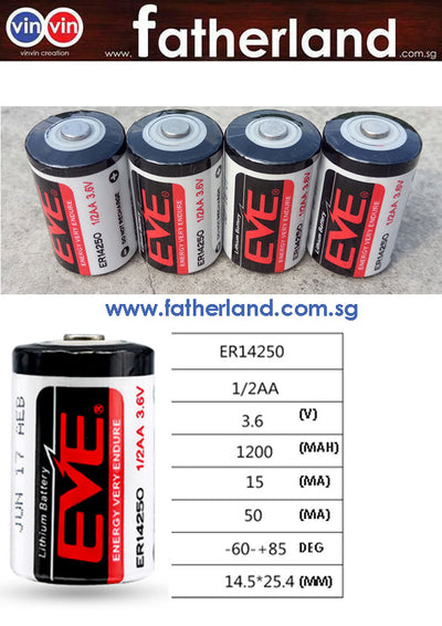 3.6V HIGH ENERGY LITHIUM BATTERY ER14250 EVE