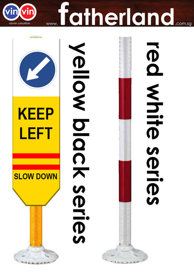 Flexible Bollard w/ S/s Anchors 1200mm Height with Keep left Signage