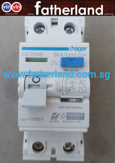 HAGER CD 263B/63A/.03A/2 POLE