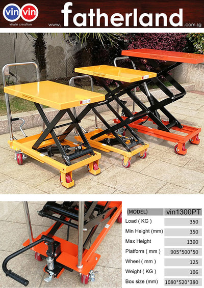 Hydraulic Lifting Trolley Table 350kg ( Max 1300 mm Height )