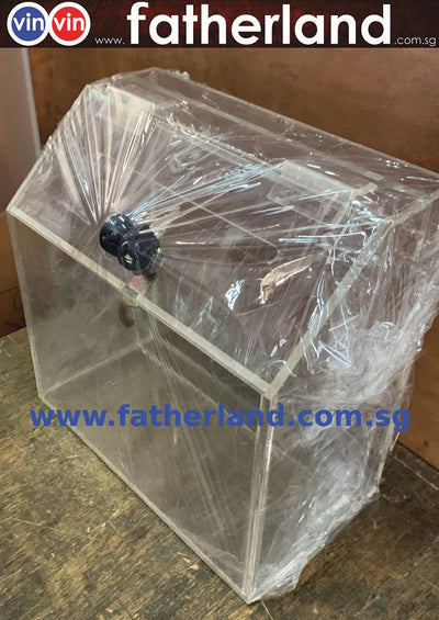 ACRYLIC SUGGESTION BOX (FEEDBACK) WITH LOCK 250 X 130 X 250MM ( CLEAR and NO WORDS )