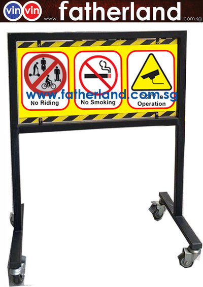 No Riding No Smoking and CCTV in Operation Outdoor Stand Signage With Lock Wheel