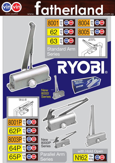 RYOBI DOOR CLOSER SILVER 8001 (STANDARD ARM)