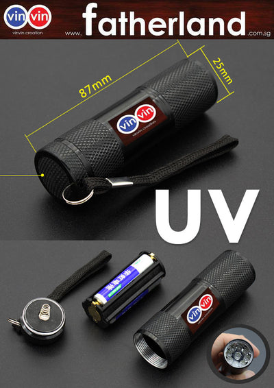 LED UV flashlight model : vin-UVLED-3AAA