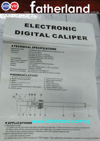 Digital vernier caliper 0-150mm / 200mm