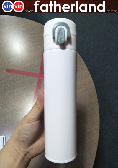 WHITE COLOURED WATER BOTTLE STAINLESS STEEL VACUUM FLASK