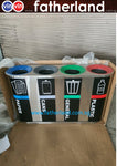 Stainless Steel Recycling Bin 4 compartments with inner liner & recycling stickers vin series 3