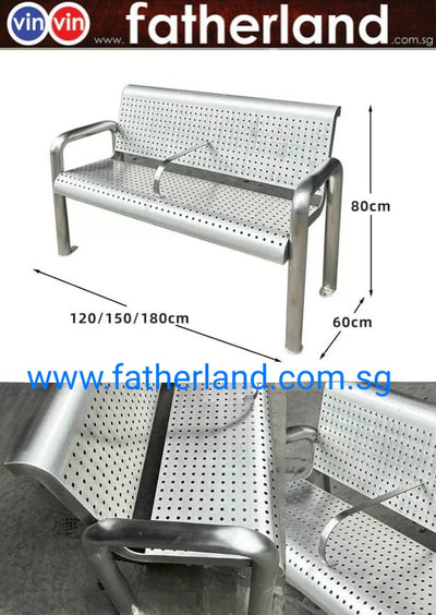 OUTDOOR PARK BENCH MODEL VIN-06-1USS Stainless Steel with Center Diverter