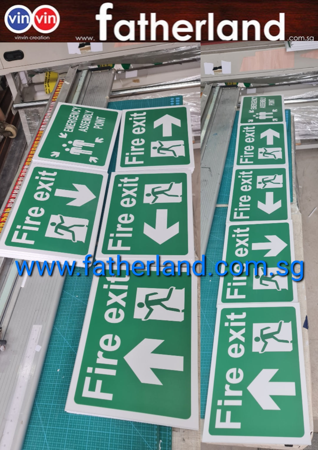 Fire Exit Signage with Aluminum Pole ( Down Arrow ) - www.fatherland.com.sg