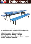 Long 6 Seated Bench Fibreglass Canteen Set ( Blue )