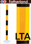 Flexible Bollard with Anchors 1100mm Height Yellow and Black LTA Requirement