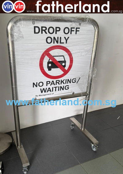 Drop Off Only No Parking Waiting with Logo Stainless Steel Signage