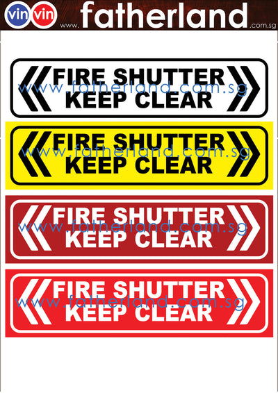 Fire Code 2023 Fire Shutter Keep Clear Floor Sticker 454mm x 100mm (VariousColours) Voltlim SKU 1098