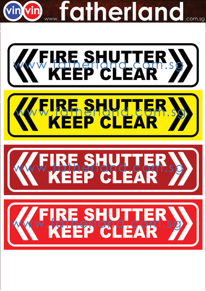 Fire Code 2023 Fire Shutter Keep Clear Floor Sticker 454mm x 100mm (Va ...