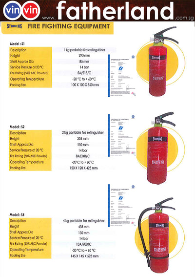 STRIKERS AB DRY POWDER FIRE EXTINGUISHER WITH BRACKET 4KG