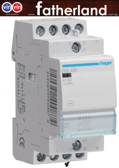 Hager Contactor 25A, 4NO, 230V~50Hz ESC425