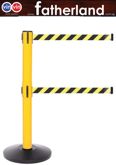 Queue pole yellow and black belt double belt 5m