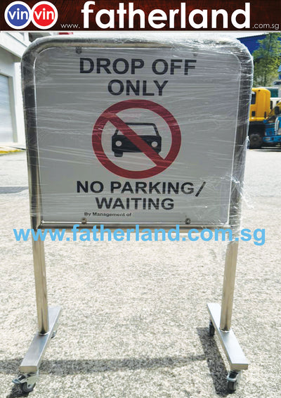 Drop Off Only No Parking Waiting with Logo Stainless Steel Signage