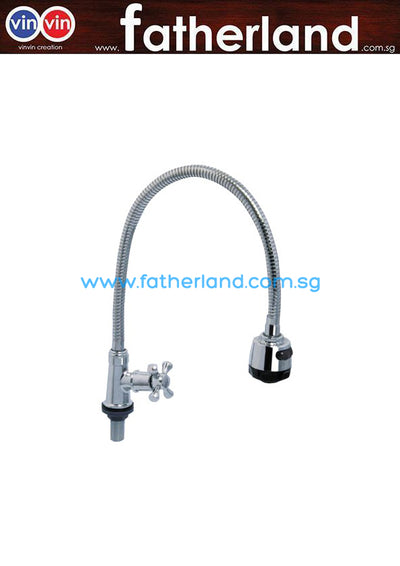 SHOWY CROSS QUARTER TURN FLEXIBLE SPOUT SINK TAP 50CM - 2655N-F50