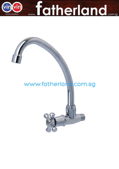 SHOWY CROSS Q-TURN "J" SPOUT WALL SINK TAP 2655NWC