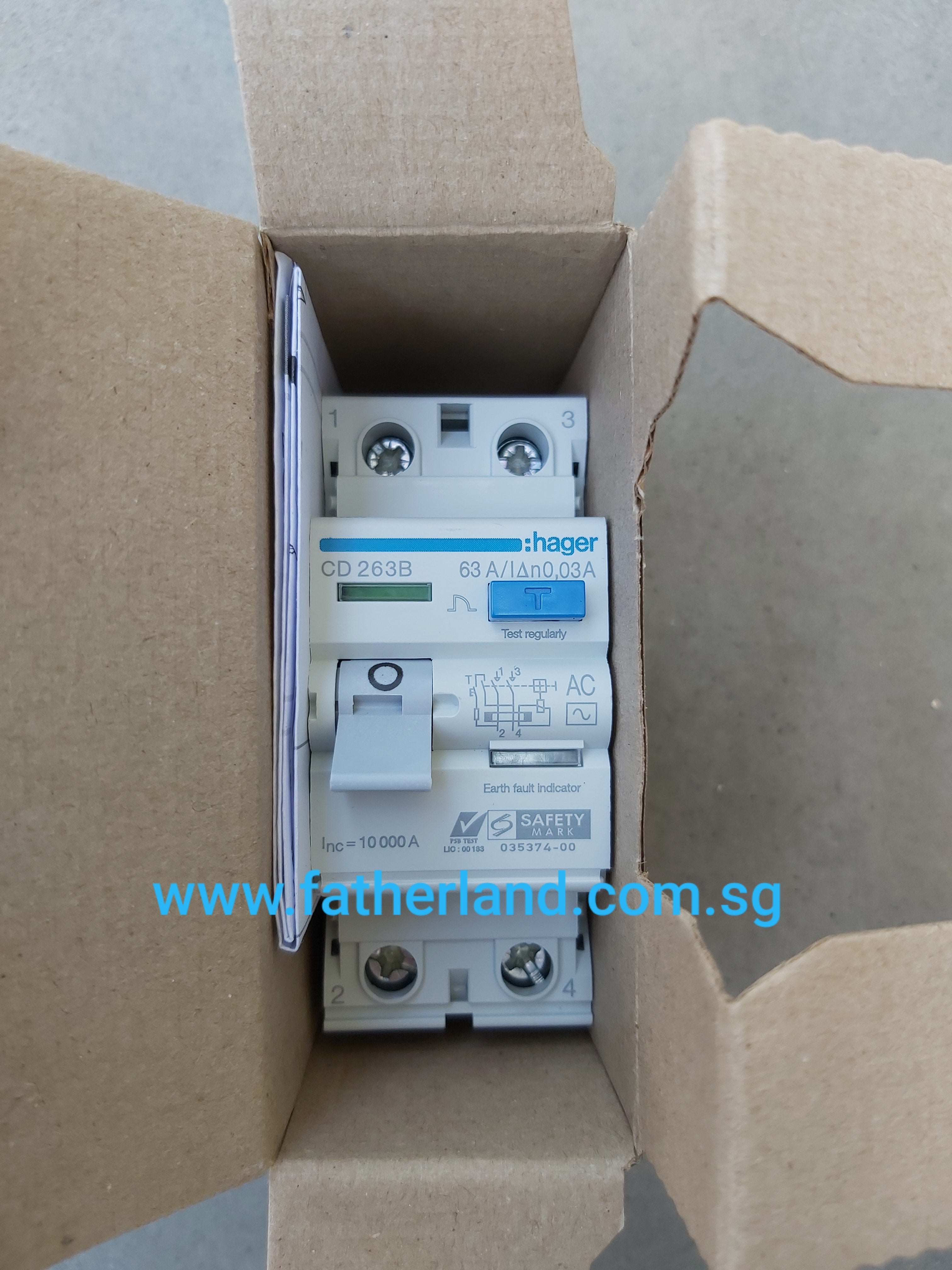 HAGER CD 263B/63A/.03A/2 POLE - www.fatherland.com.sg