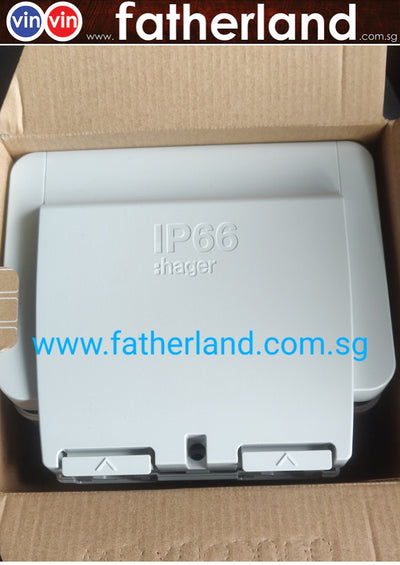 Hager WXPSS82 13A, 2 Gang Waterproof (IP66) Switch Socket.