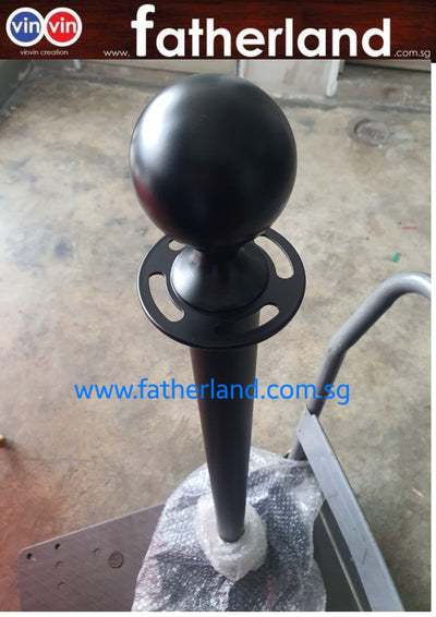 Queue pole Black with Black Round Capping