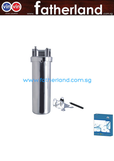 SHOWY 10" STAINLESS STEEL WATER FILTER WITH BRACKET & OPENER (1/2" THREAD BRASS HEAD) - 2824
