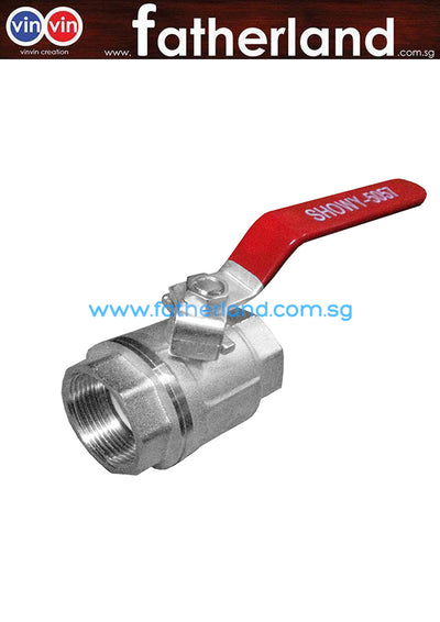 SHOWY RED LONG HANDLE F/F BALL VALVE 1-1/2" 5057