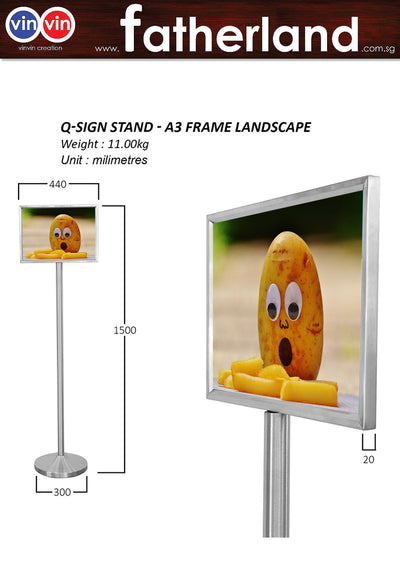 VIN Q-Sign Stand (Landscape) - A3 Size