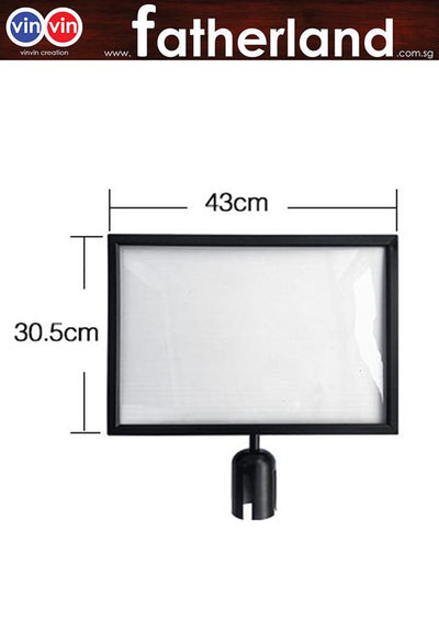 A3 Black Queue pole Frame ( LANDSCAPE )