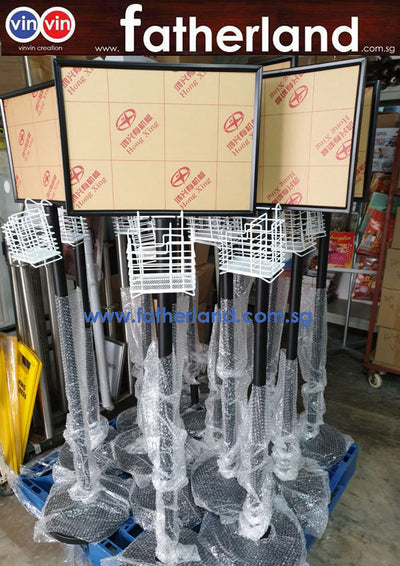 vinvin A3 Black Frame On Black Epoxy Portable Sign Stand with Hand Sanitizer Holder