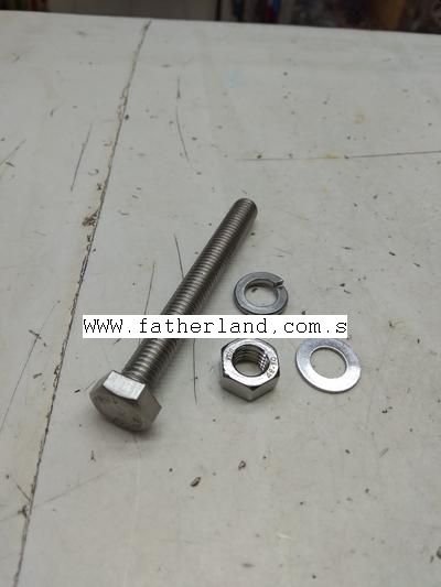 S/Steel 304 Hex Bolt Screw M8 X 70MM With Flat Washer, Spring Washer N Nut