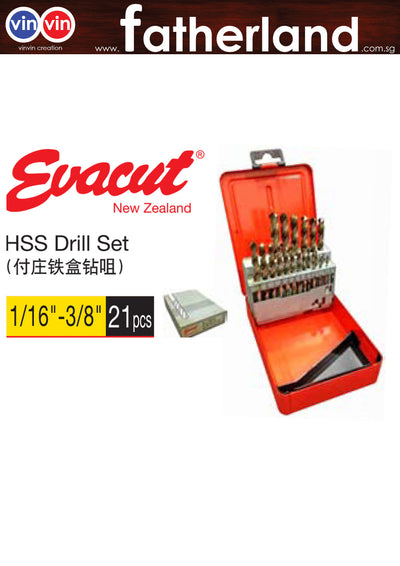 EVACUT DRILL BIT SET 21 PIECES